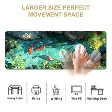 1pc Durable Oversized Mouse Pad Koi with Natural Scenery Design Esports Gaming picture
