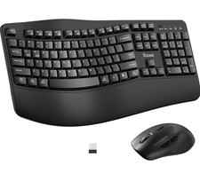 Wireless Keyboard and Mouse Combo,2.4G Full Size Wave Keys, Black picture