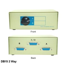 KNTK 2-Way DB15 Data Transfer Switch Box Rotary for PC MAC Display JoyStick picture