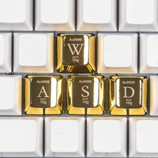 4 Keys Artisan Zinc Alloy Golden Keycap WASD Metal 1U Size Fits Cherry MX picture