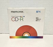 Memorex Cool Colors CD-R 5 Pack 52 x 700 MB 80 Minutes Brand New picture