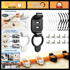Adjustable Cable Management Clips - 10 Sets, Self-Adhesive Cord Organizer, Reusa picture