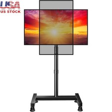 Adjustable Floor TV Stand Rotating Monitor Mount L-Shaped Base VESA Compatible picture