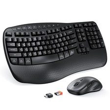 MEETION Ergonomic Keyboard and Mouse Wireless Combo, Wave Keys Natural Typing, 2 picture
