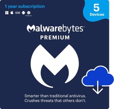 Malwarebytes Premium 2026 Win, Mac, iOS, Android 5 Device 1 Year Inc VPN Emailed picture