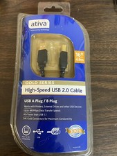Ativa Gold Series USB A/B Device Cable, 16', Black New In Package picture