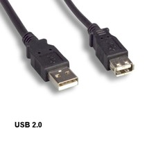 KNTK 3ft USB 2.0 Type A Extension Cable 28AWG Charge Data Transfer Black Color picture