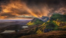 Landscape mountains clouds scotland cliff grass nature Custom Gaming Mat Desk picture