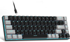 60% Mechanical Gaming Keyboard, LED Backlit, 68 Keys, Blue Switch, Wired, Gre... picture