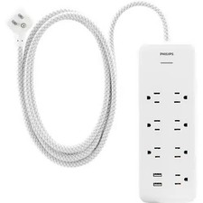 Philips SPP3303W/37 7-Outlet Surge Protector, 2 USB-A Ports, 4ft Braided Cord... picture