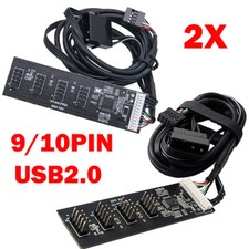 2PC USB 2.0 9Pin 10Pin Header 1 to 4 Female Splitter Cable HUB With Adapter NEW picture