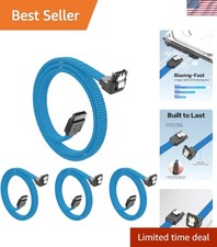4 Pack SATA III Cable, 20 Inch Blue picture