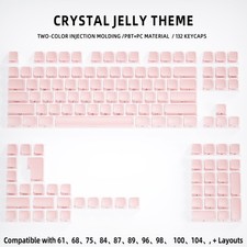 Crystal Jelly Keycap Set PC PBT Translucent Pink Side Print Custom Keycaps picture