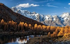 Landscape nature fall mountains lake forest alps italy Custom Gaming Mat Desk picture