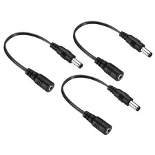 3Pcs DC 3.5x1.35mm Female to 5.5x2.5mm Male Extension Cable Adapter Cord Black picture