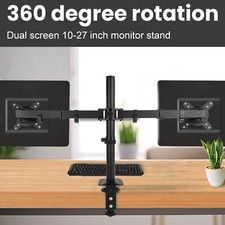 Double Dual Display Computer Monitor Arm Mount Desk Stand 13-27