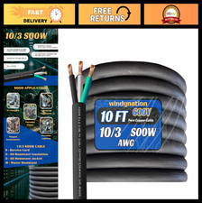10ft 10/3 10 AWG SOOW Extension Cord - 3 Conductor 600V Power Cable for EVs, Lig picture