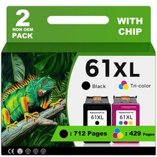 2 Pack 61XL 61 XL Ink Cartridge For HP ENVY 4500 4502 5530 5535 OfficeJet 4630  picture