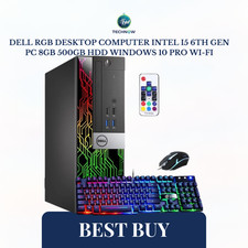 Dell RGB Desktop Computer Intel i5 6th gen PC 8GB 500GB HDD Windows 10 pro Wi-Fi picture