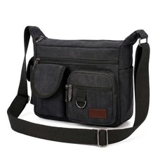 Canvas Messenger Bag Retro 13 Inch Laptop Crossbody Satchel Black picture