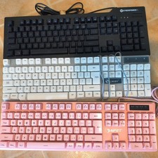3x Lot - USB Keyboards - TESTED/WORKING | (Pink/Black/White) CyberPowerPC, NPET picture