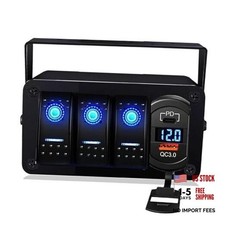 3-Gang Rocker Switch Box - 12V SPST ON/Off, PD Type C & QC 3.0 USB 3 Gang picture
