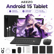 AEEZO Tablet Android 15 GMS 64GB Wifi 5G Face ID Unlock 10.1
