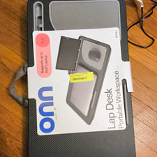 onn Lap Desk Portable Workspace for 15.6 in Laptop, Built-In Mouse Pad, Gray picture