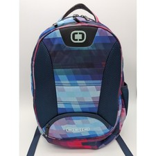 OGIO Laptop Backpack Multi-Color Geometric Pixel Print Blue Pink Padded Straps picture