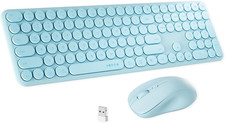 Xubotie Wireless Computer Keyboard and Mouse, Rainbow Colorful 100 round Keycaps picture