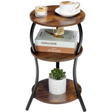 Vintage Small Round Side Table, 3-Tier Slim Waist Circular End Table with Sto... picture