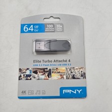 PNY Elite Turbo Attache 4 64GB USB 3.2 Flash Drive Up to 100MB/s - Brand New picture
