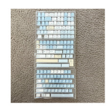 Cat Theme Light Blue White Yellow Custom Keycap Set QWERTY English Plastic picture