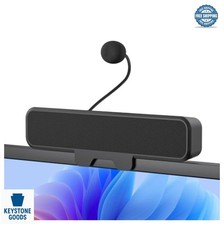 Computer Speakers USB Plug and Play Detachable Mic Clip On Monitor Stereo Sound picture