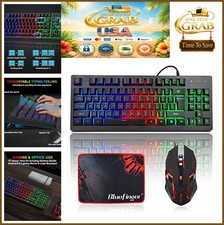 Gaming Keyboard Mouse Combo 87 Keys RGB Backlit Wired USB Tenkeyless Rainbow picture