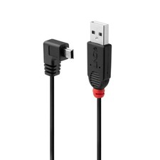LINDY 31970 0.5m USB 2.0 Cable, Type A to Mini-B, 90 Degree Right Angle, Black S picture