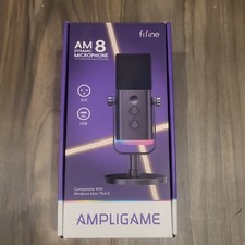 FIFINE AmpliGame AM8 Dynamic Microphone USB/XLR Cardioid Mute Black/White picture