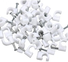 100PCS White J-Hook Cable Clips with Nails for HDMI/Ethernet Cables 1/4 Inch picture