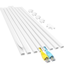 Cable Cord Hider Wall Raceway 113in Wire Cover Organizer Kit for 2 Wires White picture