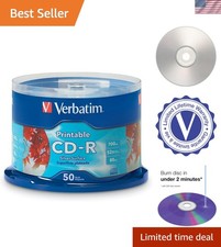 50pk Silver Inkjet CD-R Discs 700MB 80 Minutes 52X - Ideal for Custom Printing picture