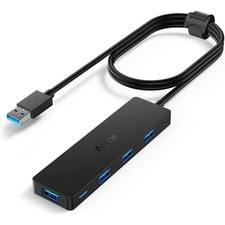Aceele 4-Port USB 3.0 Hub 4ft Cable 5Gbps Ultra Slim for PC Mac Laptop picture