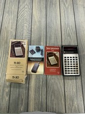 Vintage Texas Instruments TI-30 Electronic Slide-Rule Calculator w/Box & Manual picture