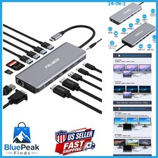 FALWEDI USB C Docking Station 14-in-1, 3 Monitors Dual HDMI VGA, PD Ethernet picture