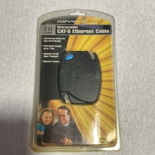 Computer Essentials Retractable CAT-5 RJ-45 Ethernet Cable 7 ft Black 840806 picture