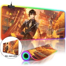 Anime Genshin Impact Zhongli LED Large Oversized Gaming Mouse Pad Keyboard Mat picture