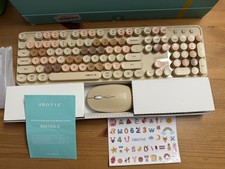 UBOTIE Computer Wireless Keyboard & Mouse Combo Milk Tea Colorful picture