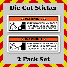 2-Pack, Funny Tool Box Warning Stickers - Blue Collar Humor Vinyl Printed Decals picture