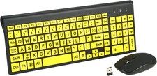 Full Size Large Print 2.4g Wireless Keyboard and Mouse with Oversized Print for picture