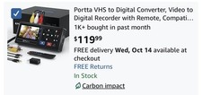 Portta VHS to Digital Converter Video to Digital Recorder with Remote CHR101 picture