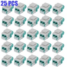 25Pcs LC/UPC OM4 Keystone Jack Duplex Multi Mode Fiber Optic Insert Coupler Aqua picture